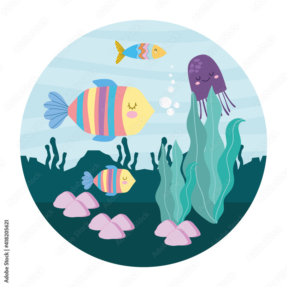 underwater fishes cartoon