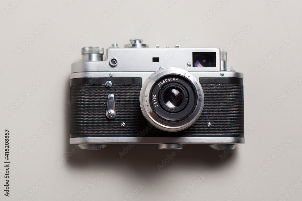 Antique camera on a light background
