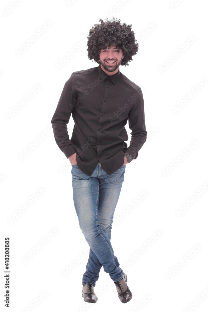 in full growth. funny dancing guy. isolated on white in full growth. funny dancing guy. isolated on white