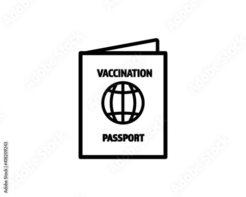 Vaccine passport vector flat design - Passport with mark of immunity and vaccination from Covid-19 for safe travel after global pandemic of Coronavirus.