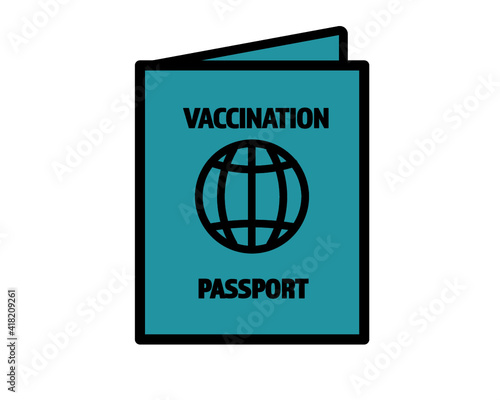 Vaccine passport vector flat design - Passport with mark of immunity and vaccination from Covid-19 for safe travel after global pandemic of Coronavirus.