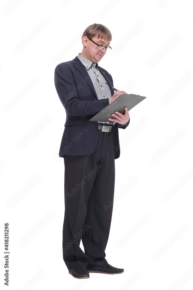 senior business man with clipboard. isolated on a white background. senior business man with clipboard. isolated on a white background.
