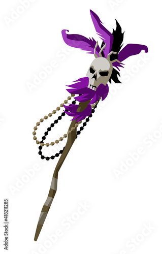 magical voodoo staff with skull