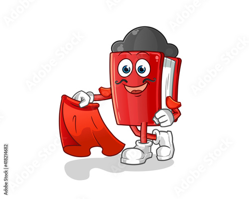 book matador with red cloth illustration. character vector