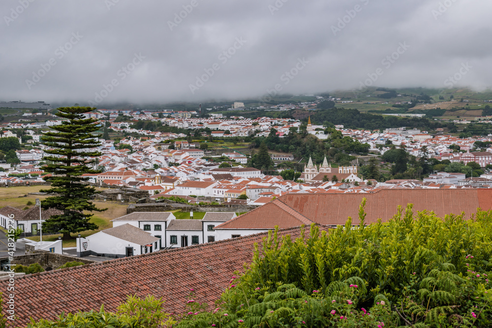 Fototapeta premium Roofs and view over the historic city center of Angra do Heroismo, Terceira - Azores PORTUGAL