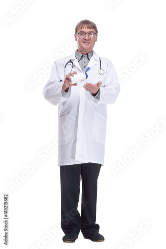 doctor expert using hand antiseptic. isolated on a white background.