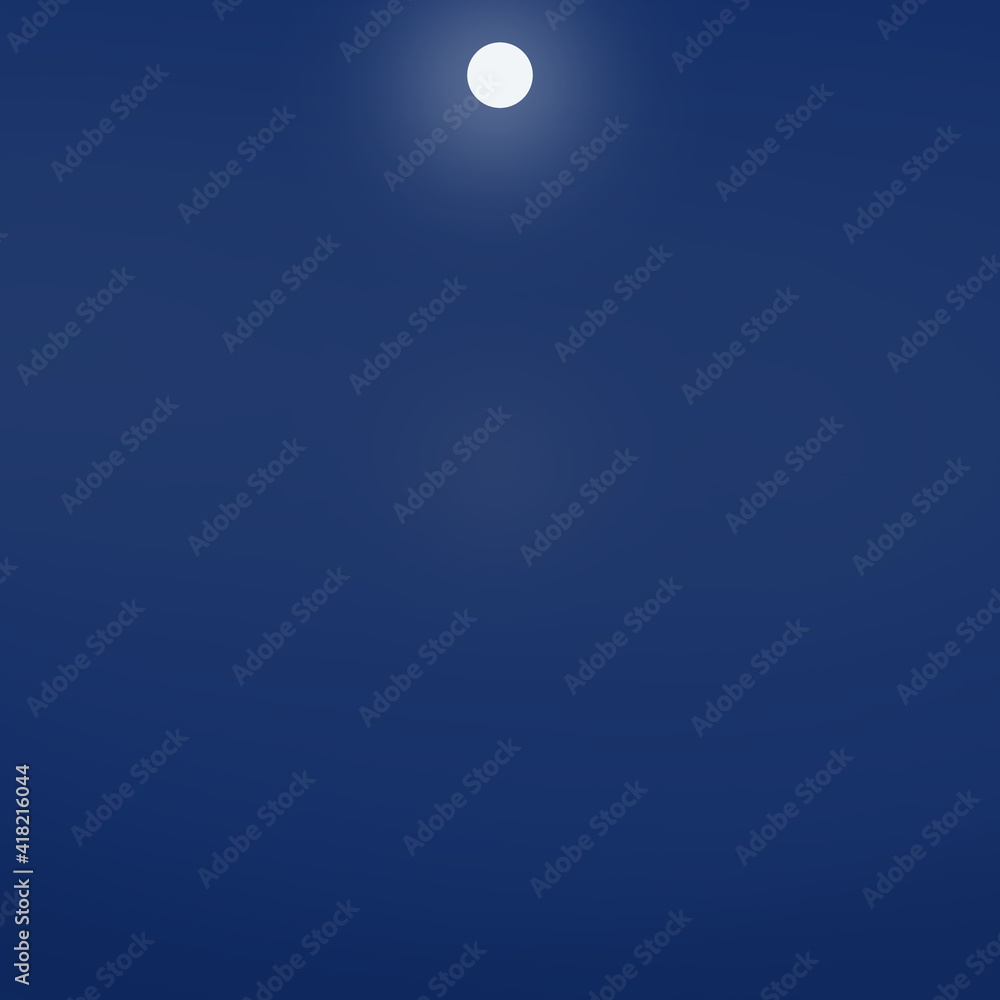 Blue sunset wallpaper art illustration big white moon background design.