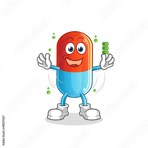 medicine full battery character. cartoon mascot vector