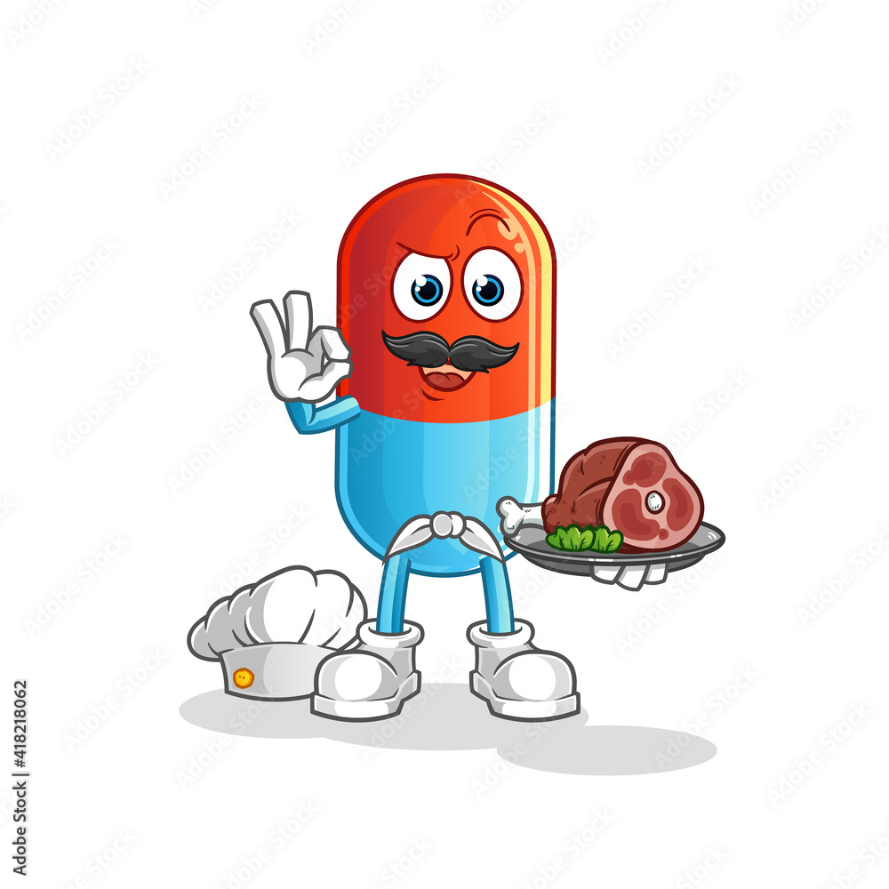 medicine chef with meat mascot. cartoon vector
