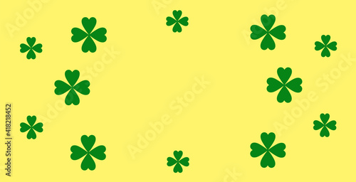 Yellow clover leaf pattern background design. clover leaf icon design.