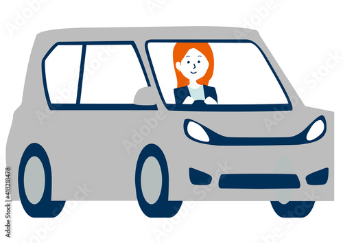 車を運転する女性のイラスト