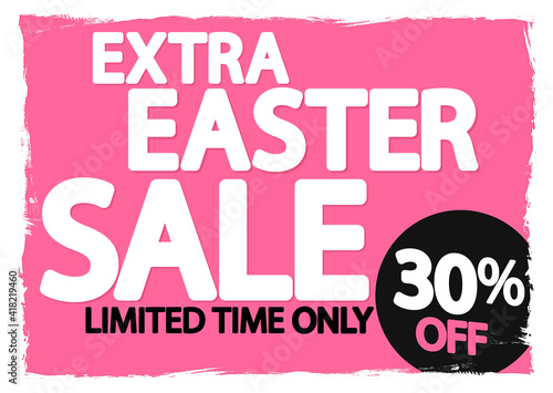 Easter Sale 30% off, poster design template, discount banner, vector illustration