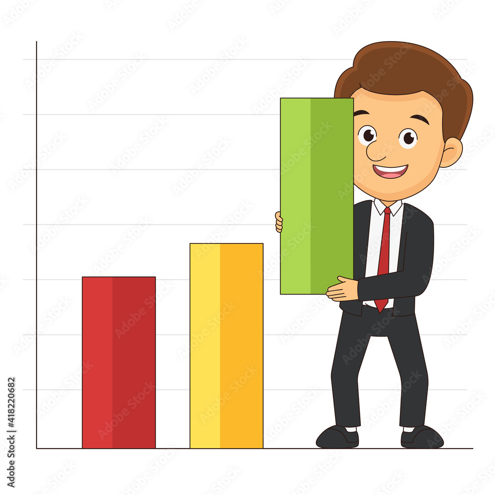 Diagrams with a businessman,Business data of market Diagrams with a businessman,Business data of market