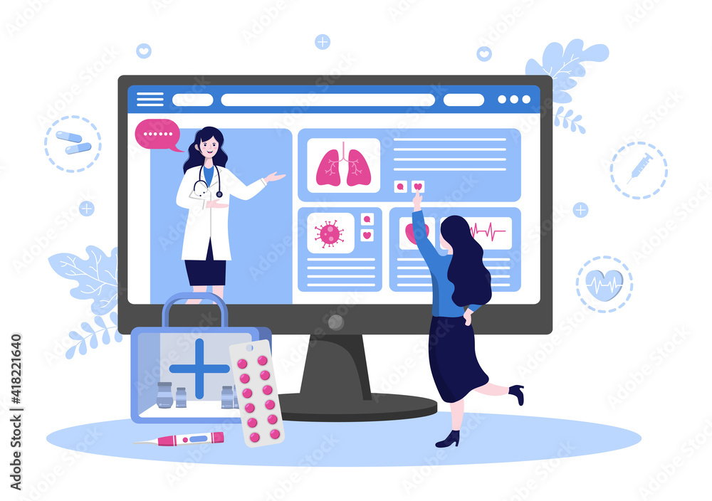 Online Healthcare and Medical Concept of Doctor Vector Illustration Online Healthcare and Medical Concept of Doctor Vector Illustration
