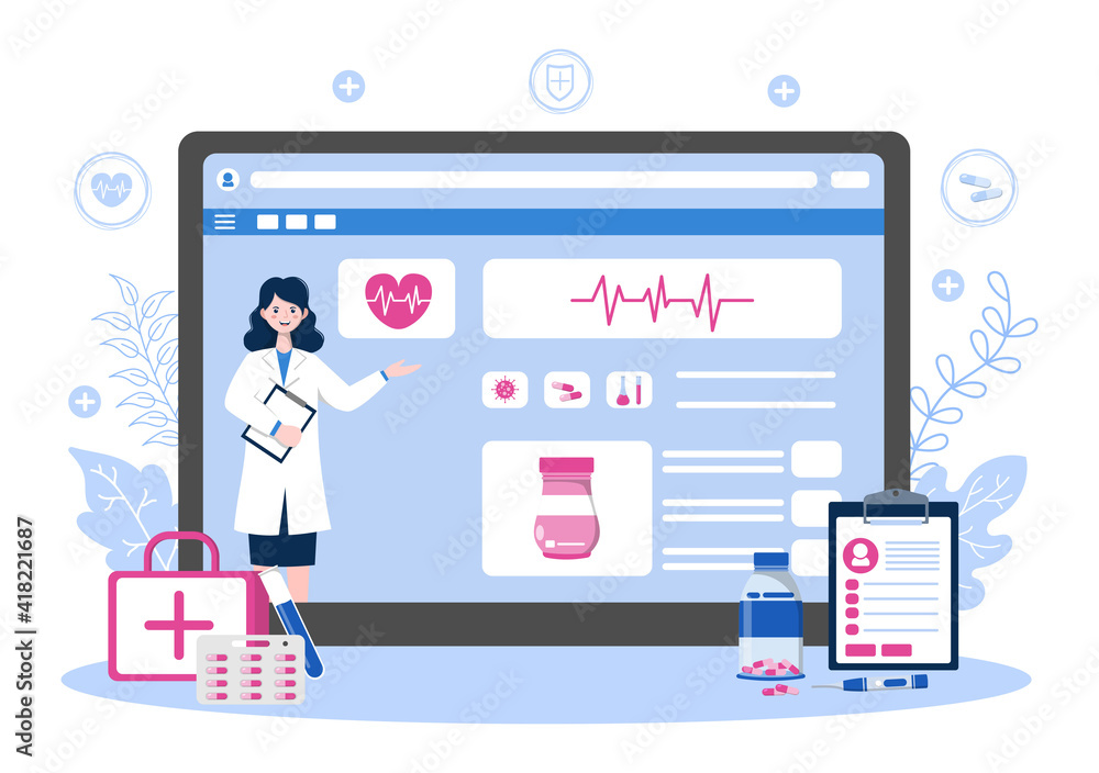 Online Healthcare and Medical Concept of Doctor Vector Illustration Online Healthcare and Medical Concept of Doctor Vector Illustration