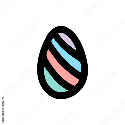  Easter decorated egg. Hand-drawn vector illustration in the doodle style. Egg a sketch. Design for Easter