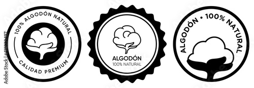 algodón orgánico natural 100% etiqueta icono