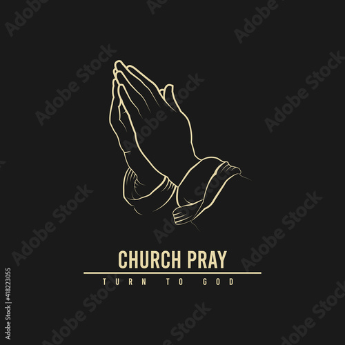 church pray logo design, hand illustration design