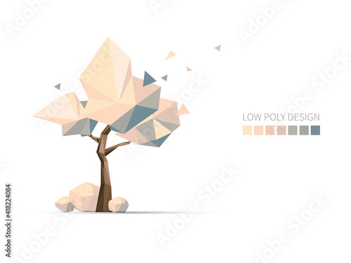 Low poly tree background illustraion.