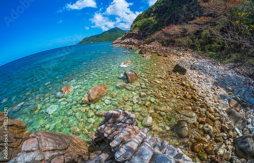 Ao Hin Ngam bay rock beach, clear water beach, blue sky on summer , baan Chaloklum ,koh pha ngan ,Suratthani ,south of thailand photo