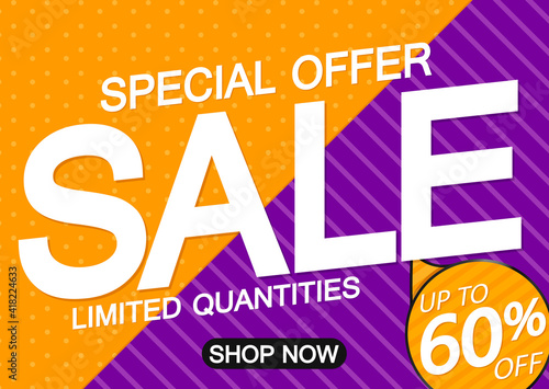 Sale 60% off, poster design template, special offer, vector illustration