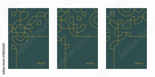 Abstract geometric technological company brochure. Corporate identity flyer. Vector set business presentation.