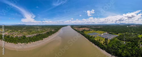 Aerial view of river landscape scenery 