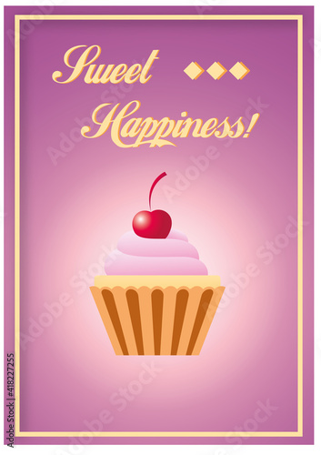 Sweet Happiness card with cupcake