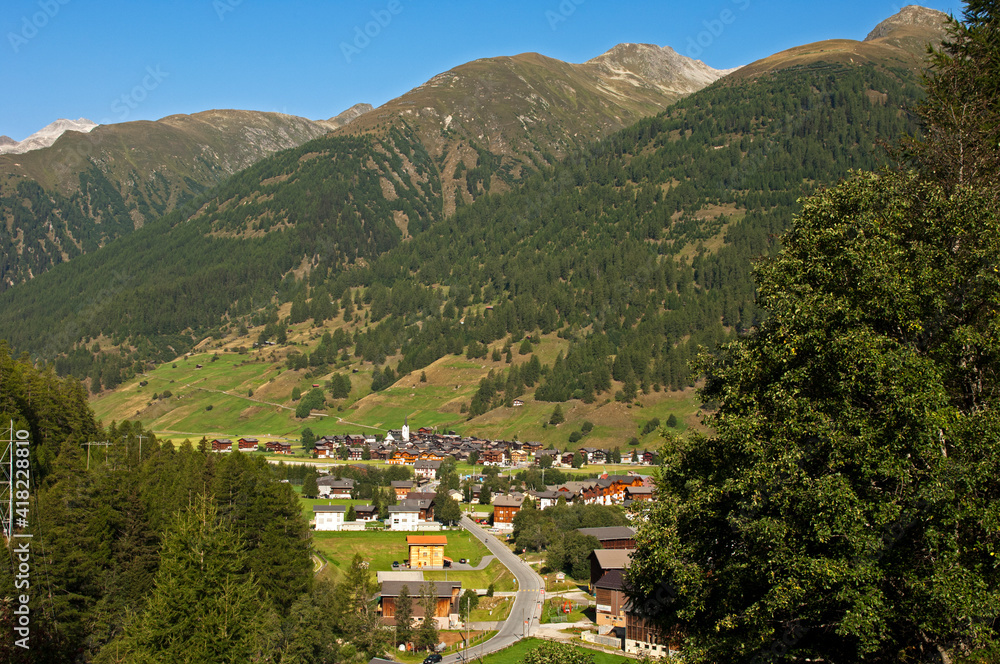 Obergoms With The Municipality Ulrichen At The Nufenenpass, Valais, Switzerland