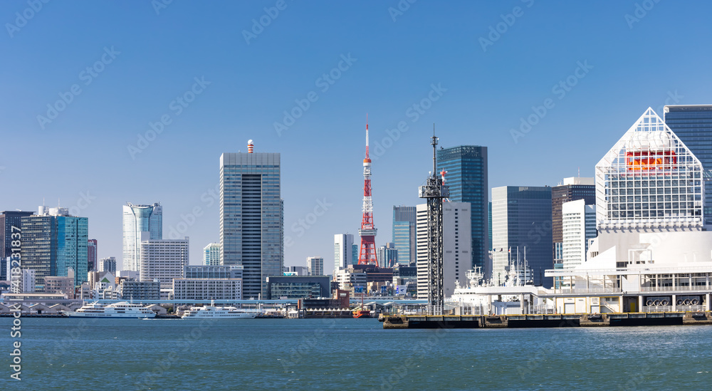 Fototapeta premium (東京都ｰ風景パノラマ)青空のベイエリア風景６