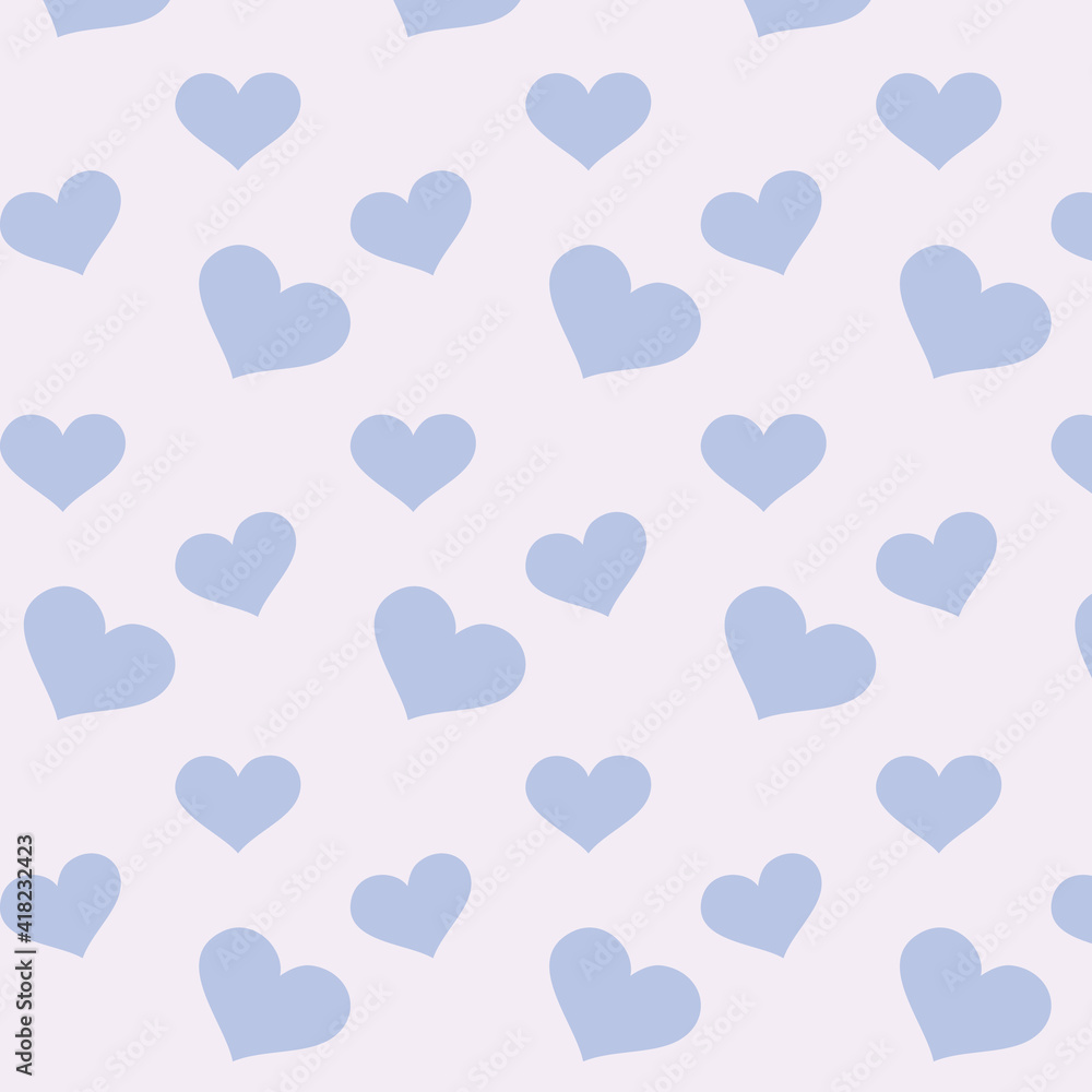 seamless pattern with hearts, purple background color. 