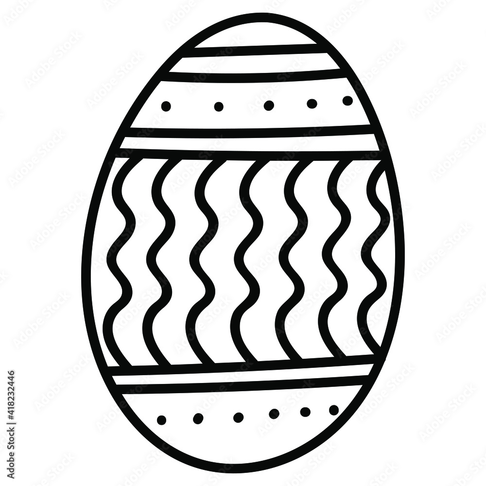 Easter egg hand drawn icon, Decorative doodle egg with dot and wave pattern ,Vector illustration. Easter egg hand drawn icon, Decorative doodle egg with dot and wave pattern ,Vector illustration.