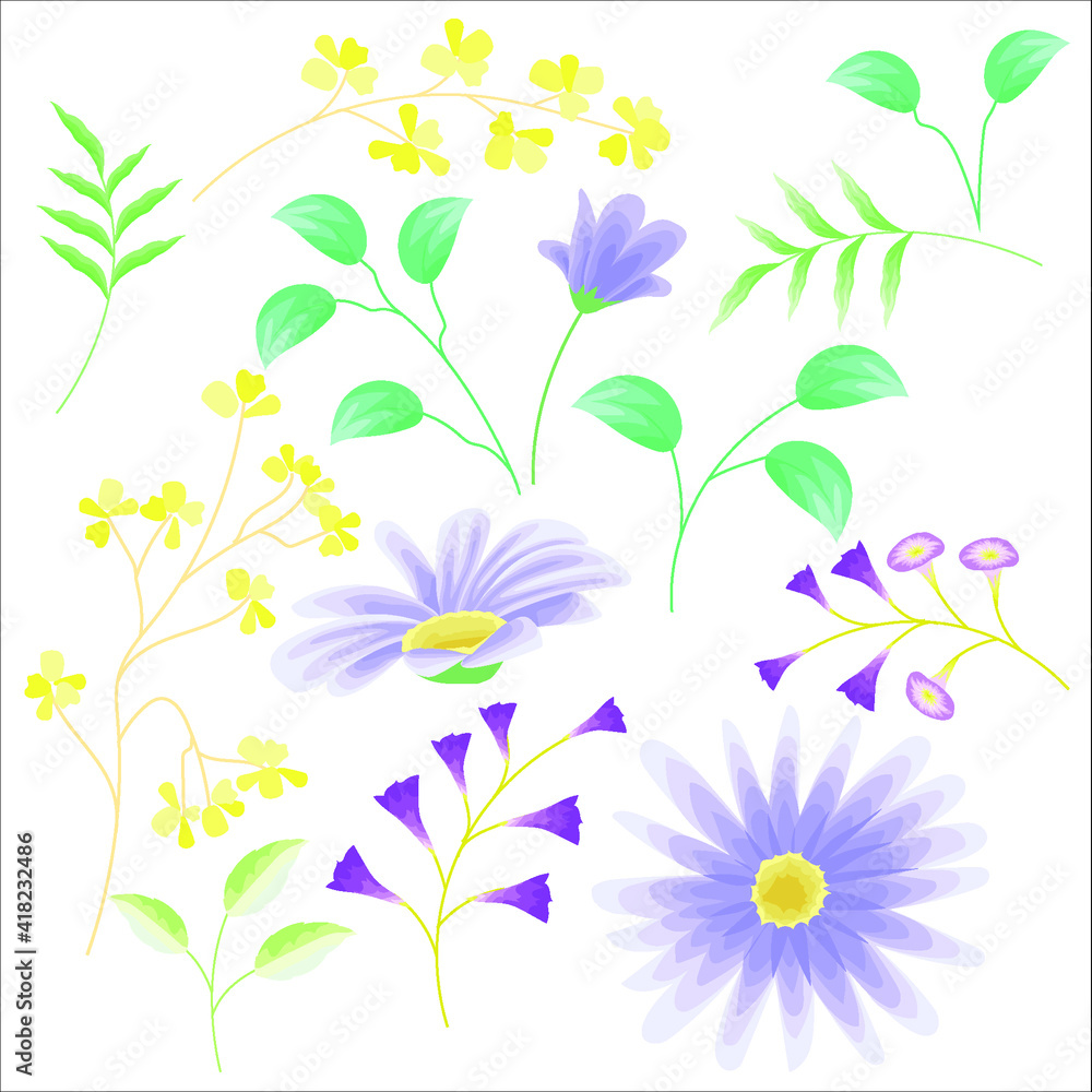 Daisy and leaves set Daisy and leaves set