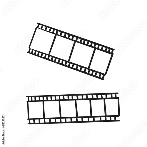 hand drawn doodle film strip icon illustration isolated background