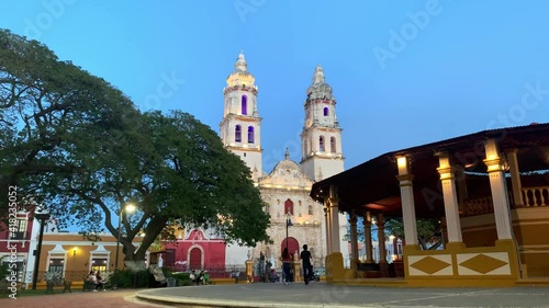 Timelapse at downtown campeche at sunset photo