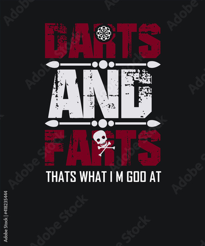Darts game typography for t- shirt, vector, template, icon, image, infographic, minimal, logotype graphic design.