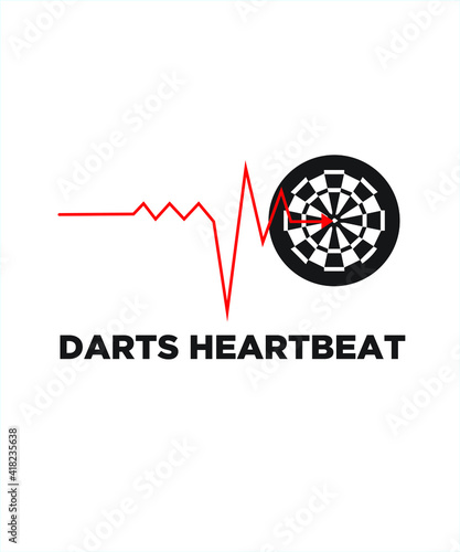 Darts heartbeat typography for t- shirt, vector, template, icon, image, infographic, minimal, logotype graphic design.