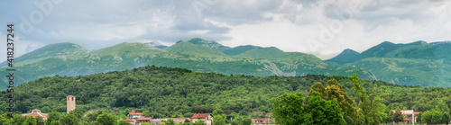 Panoramic view of the mountains of Gorski Kotar from Grobnicka poljana