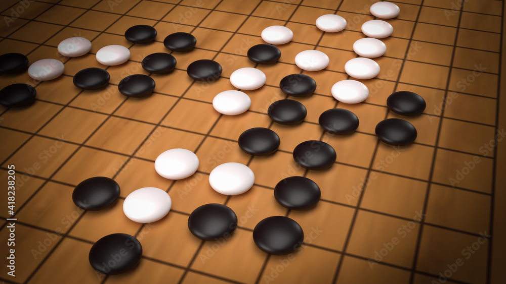 Go abstract strategy board game for two players image 3d rendering. Go abstract strategy board game for two players image 3d rendering.