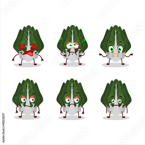 Swiss chard cartoon character with nope expression