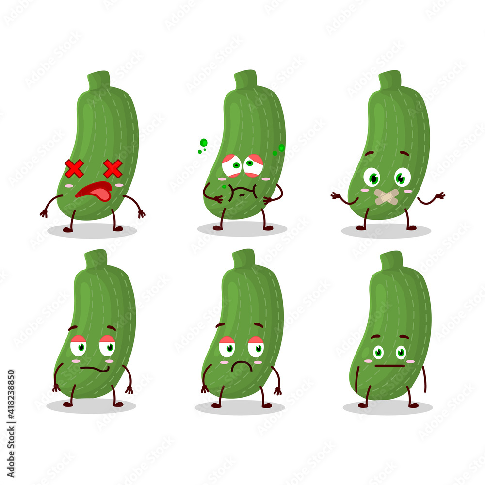 Zucchini cartoon in character with nope expression Zucchini cartoon in character with nope expression