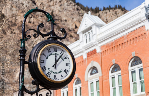 Clock in town of Georgetown, Colorado. photo