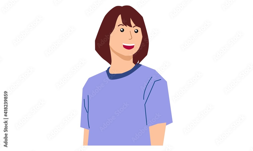 Cute short hair girl character. Vector flat illustration Cute short hair girl character. Vector flat illustration
