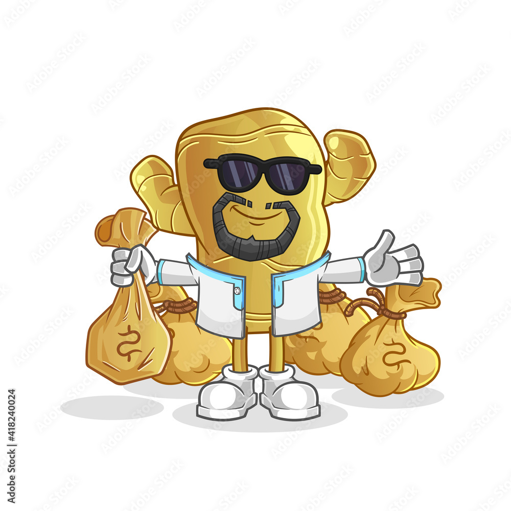 Naklejka premium ginger rich arabian mascot. cartoon vector