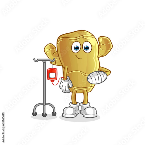 ginger sick in IV illustration. character vector