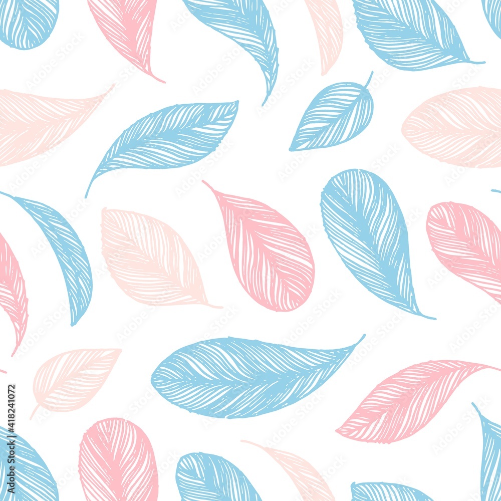 Bird feather liner style vector seamless pattern. Decorative illustration, good for printing. Bird feather wallpaper vector. Great for label, print, packaging, fabric.