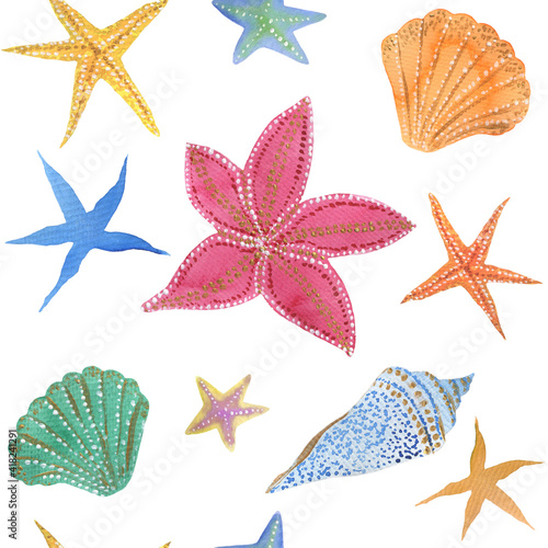 Watercolor Hawaiian Illustration. Handpainting watercolor pattern. Hawaiian style.