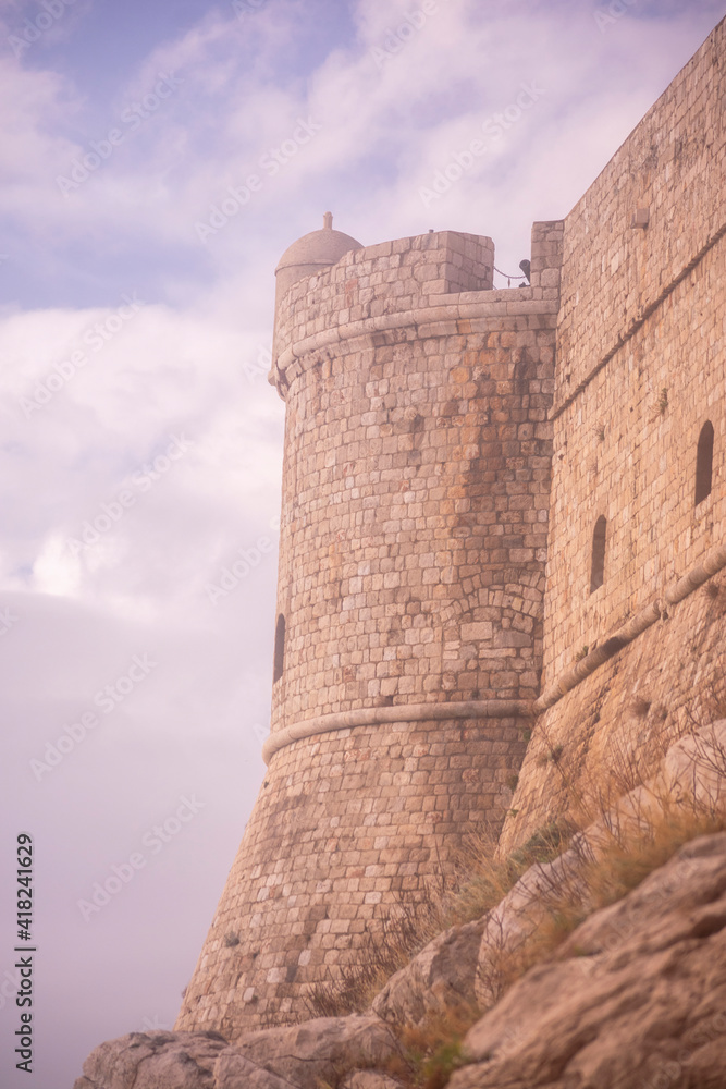 Sea landscape and a medieval wall in Dubrovnik Croatia Sea landscape and a medieval wall in Dubrovnik Croatia
