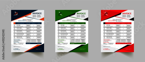 Creative Corporate Business Invoice design template vector illustration bill form price invoice. business stationery design payment agreement design.