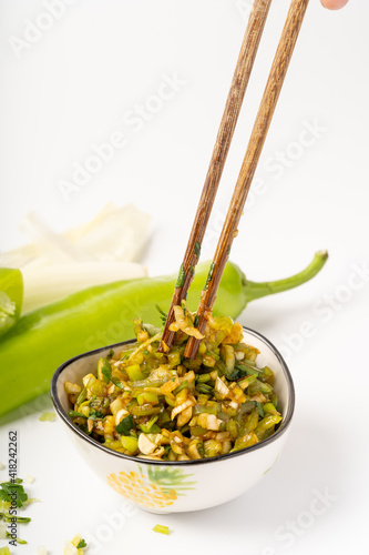 Chop pepper as a hors d 'oeuvres photo